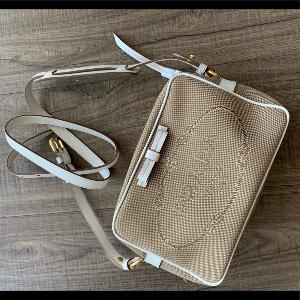 Prada Logo Jacquard Canvas Crossbody Bag